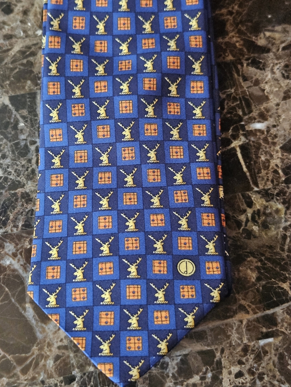 FATHERS DAY GIFT, Dunhill Deer Tie, Mens Deer Tie, Blue Elk Tie